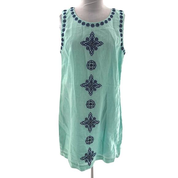 Vineyard Vines Dresses & Skirts - NWT Vineyard Vines Dobby linen embroidered dress sz 12 aquamarine blue